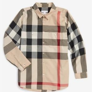 Boys classic plaid Burberry button down shirt